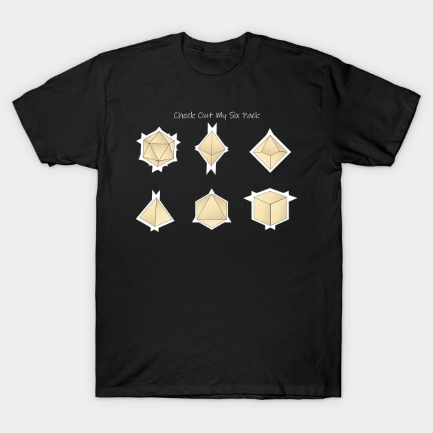 D20 Dice Check Out My Six Pack Tabletop RPG - Role Playing Game T-Shirt by MeepleDesign